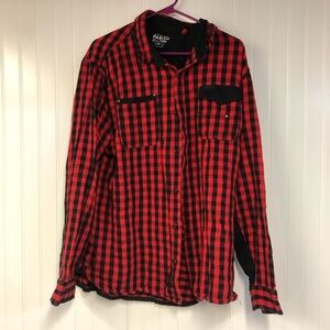 Parish Nation Red and Black Checkered Men's Shirt Long Sleeve Button Down 2XL
